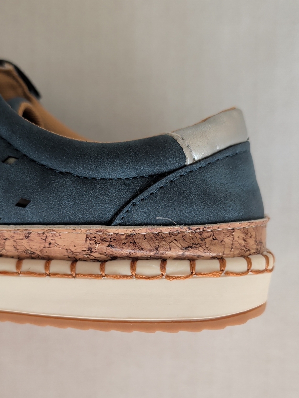 Casual Hollow-Out Slip-On Platform Sneakers 8 Blue Rainbow - Picture 13 of 16